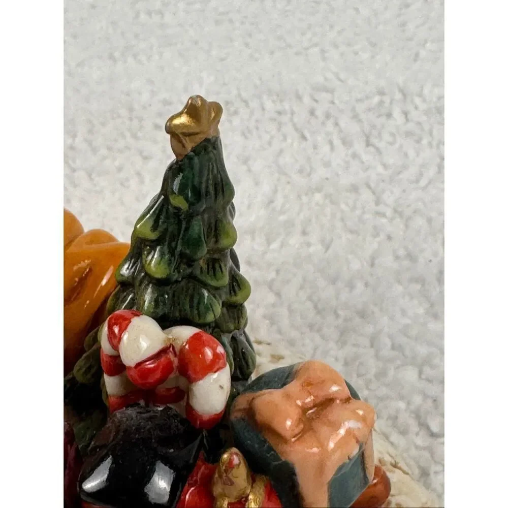 Christmas Teddy Bear Pulling Sled Porcelain Figure